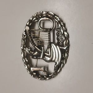 Vintage Israel 10 Year King David Lyre Harp Brooch